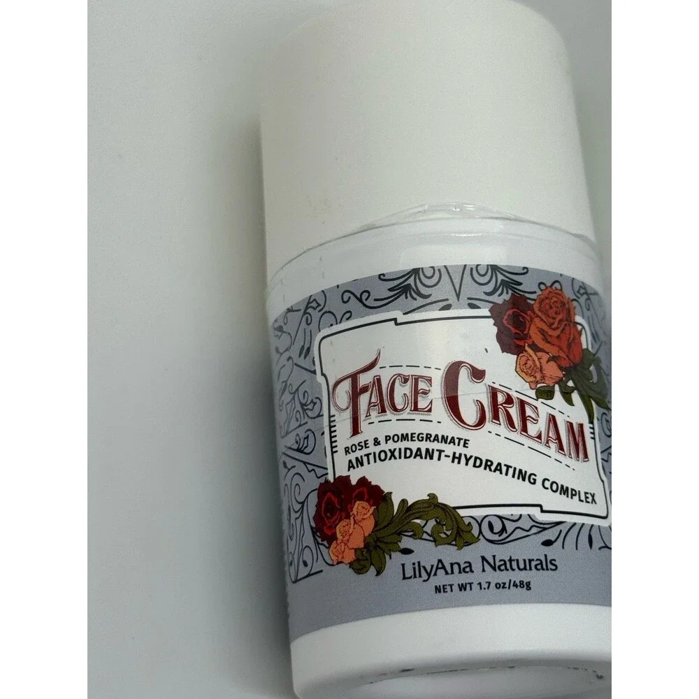 New LilyAna Naturals Rose & Pomegranate Face Cream 1.7oz Antioxidant Hydrating
